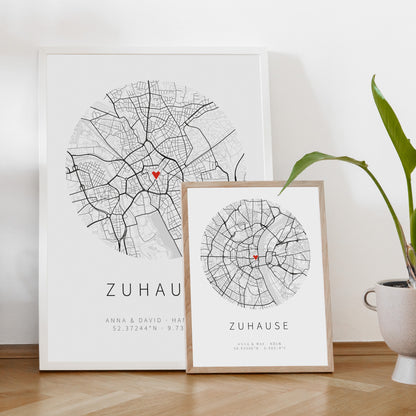 Stadtplan-Poster rund