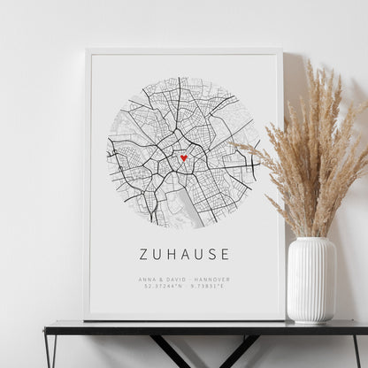 Stadtplan-Poster rund
