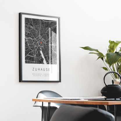 Stadtplan-Poster Schwarz