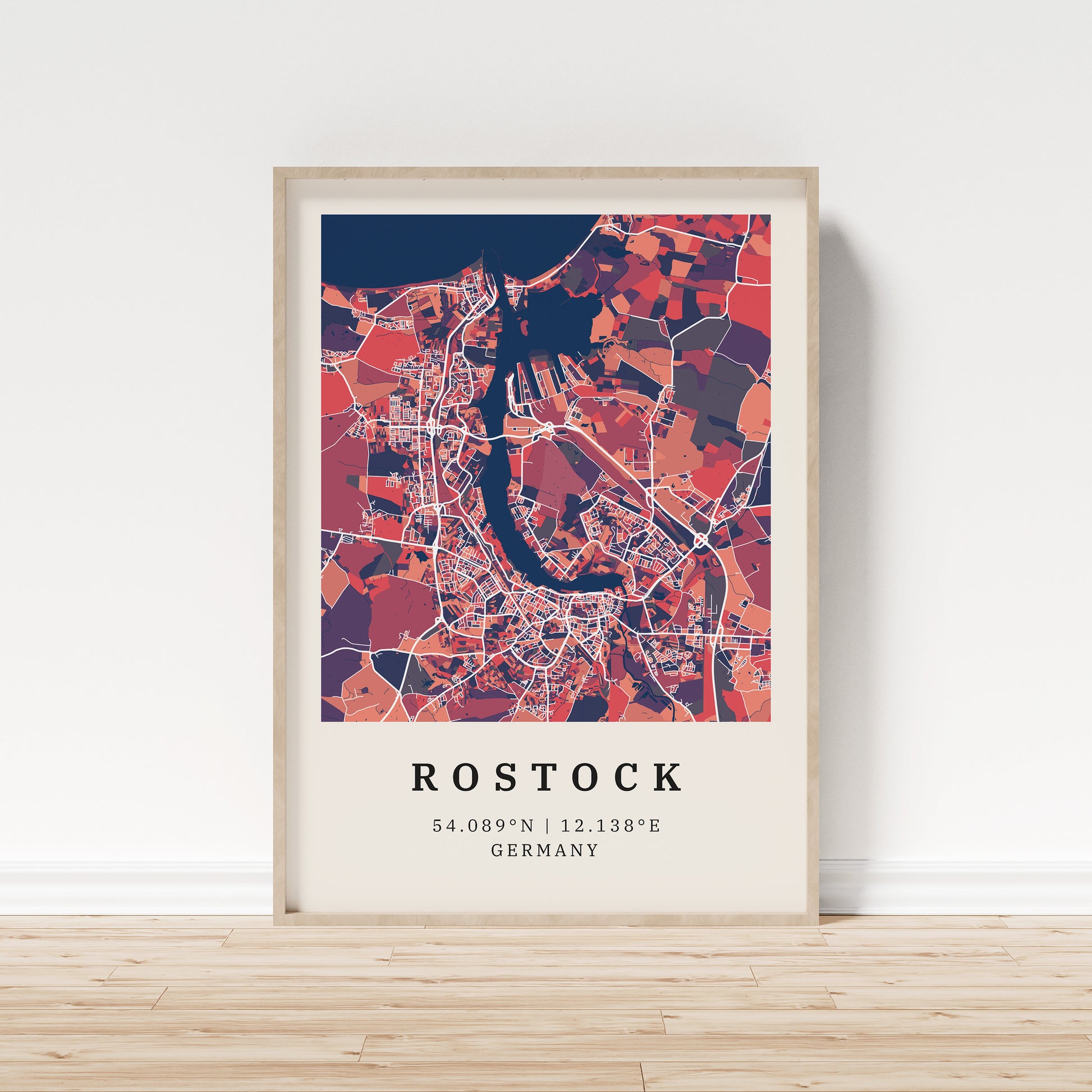 Poster Rostock Geschenke Personalisierte Stadtkarten - – vmaps &