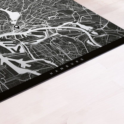 Metallposter mit Stadtkarte