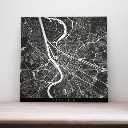 Metallposter mit Stadtkarte