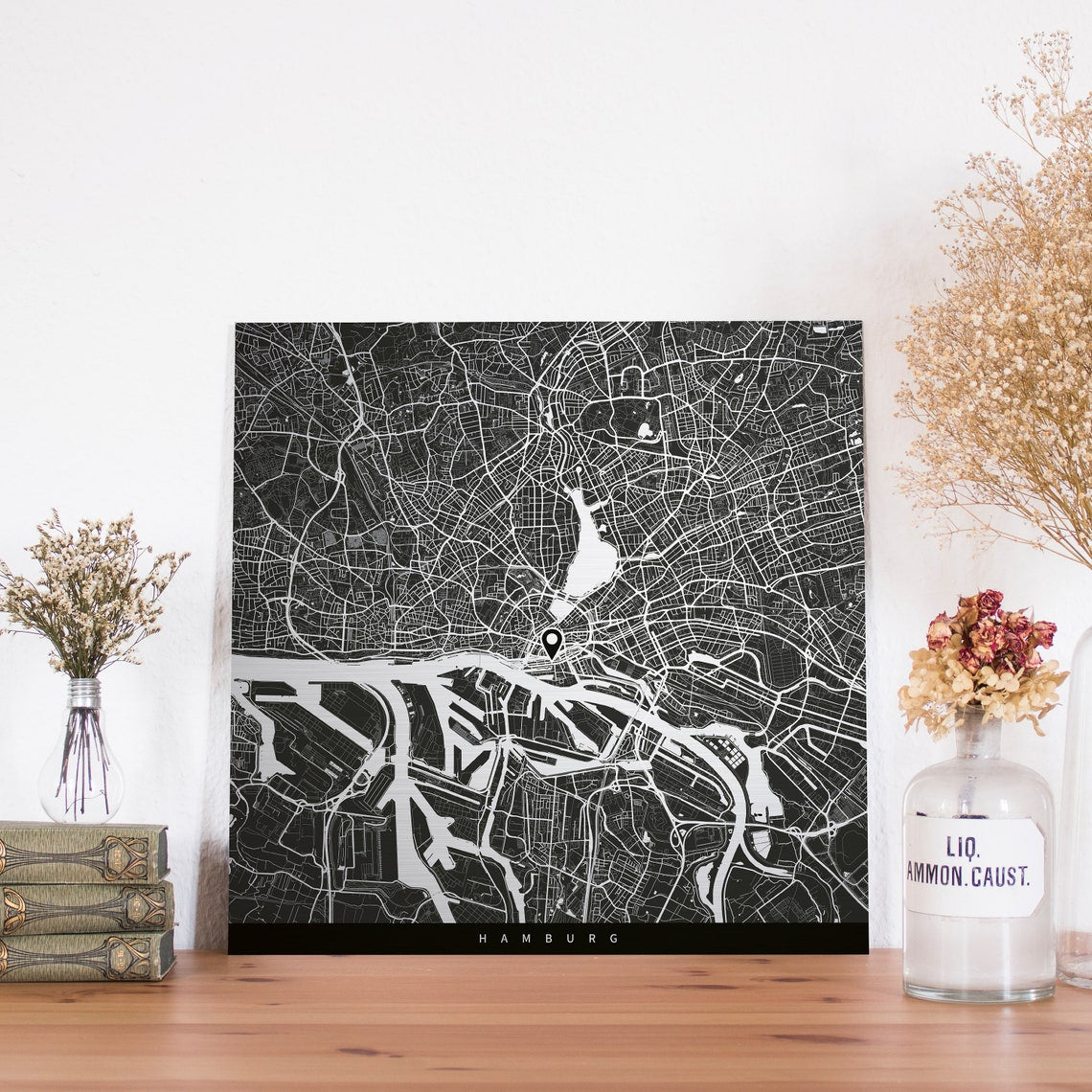 Metallposter mit Stadtkarte